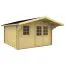 Holz-Gartenhaus 4,45 x 4,26 Meter (inkl. Dach) | 1 Fenster | 40 mm Blockbohlen |natur unbehandelt | Satteldach | inkl. Fußboden | aus nordischer Fichte Abbildung