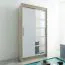 100 cm breiter Kleiderschrank mit 5 Fächern und 2 Türen | Farbe: Sonoma Eiche / Weiß Abbildung