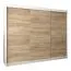 Großer 250 cm breiter Kleiderschrank mit 10 Fächern und 3 Türen | Farbe: Sonoma Eiche / Weiß Abbildung