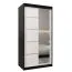 1 Meter breiter Kleiderschrank mit 2 Türen | Farbe: Weiß / Schwarz Abbildung