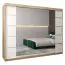 Großer 250 cm breiter Kleiderschrank mit 3 Türen | 10 Fächer | Farbe: Sonoma Eiche / Weiß Abbildung