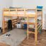 Jugendzimmer-Hochbett 160 x 200 cm | Massivholz: Buche | Natur Lackiert | umbaubar in Einzelbett | Premium-Qualität | inkl. Rollrost Abbildung
