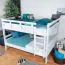 Doppelstockbett für Jugendliche 160 x 200 cm | Massivholz: Buche | Weiß Lackiert | umbaubar in 2 Einzelbetten | inkl. Rollroste Abbildung