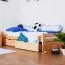 Kinderzimmer-Bett 90 x 200 cm | inkl. Stauraum / 2 Schubladen | Massivholz: Buche | Natur Lackiert | inkl. Lattenrost Abbildung