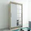 120 cm breiter Schiebetürenschrank mit 2 Türen | 5 Fächer | 2 Kleiderstangen | Farbe: Sonoma Eiche / Weiß Abbildung