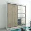 180 cm breiter Schiebetürenschrank mit 2 Türen | 10 Fächer | 2 Kleiderstangen | Farbe: Sonoma Eiche / Weiß Abbildung