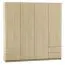 200 cm breiter Kleiderschrank mit 4 Türen, 10 Fächern und 4 Schubladen | Farbe: Buche / Weiß | Tiefe: 60 cm Abbildung