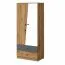 Schmaler 80 cm breiter Kleiderschrank mit 2 Türen, 4 Fächern und 2 Schubladen | Farbe: Eiche | Tiefe: 50 cm Abbildung