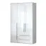 Kleiderschrank | 3 Drehtüren | 2 Schubladen | 4 Fächer | mit 2 Kleiderstangen | 137 cm breit | Farbe: Weiß Abbildung