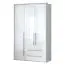 Kleiderschrank | 3 Drehtüren | 2 Schubladen | 4 Fächer | mit 2 Kleiderstangen | 142 cm breit | Farbe: Weiß Abbildung