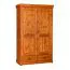 Kleiderschrank | 2 Drehtüren | 5 Fächer | 2 Schubladen | mit Kleiderstange | 132 cm breit | Massivholz | Farbe: Kiefer Abbildung