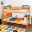 Etagenbett für Kinder 90 x 200 cm | Massivholz: Buche | Natur Lackiert | umbaubar in 2 Einzelbetten | inkl. Rollroste Abbildung