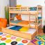 Stockbett + Bettkasten für Jugendliche 90 x 200 cm | Massivholz: Buche | Natur Lackiert | inkl. Bettkasten | umbaubar in 2 Einzelbetten | inkl. Rollroste Abbildung