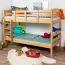 Etagenbett für Kinder 90 x 190 cm | Massivholz: Buche | Natur Lackiert | umbaubar in 2 Einzelbetten | inkl. Rollroste Abbildung