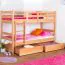 90 x 200 cm Stockbett mit Stauraum / 2 Schubkästen für Kinder Massivholz: Buche | Natur Lackiert | umbaubar in 2 Einzelbetten | Premium-Qualität | inkl. Rollroste Abbildung