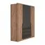 195 cm breiter Kleiderschrank mit 4 Türen, 5 Fächern und 3 Schubladen | Farbe: Eiche | Tiefe: 56 cm Abbildung