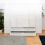 Großer Kleiderschrank | 6 Drehtüren | 4 Schubladen | 8 Fächer | mit 4 Kleiderstangen | 277 cm breit | Farbe: Weiß Abbildung