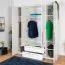 Kleiderschrank | 4 Drehtüren | 2 Schubladen | 7 Fächer | mit 3 Kleiderstangen | 182 cm breit | Farbe: Weiß Abbildung