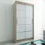 100 cm breiter Schiebetürenschrank mit 2 Türen | 5 Fächer | 2 Kleiderstangen | Farbe: Sonoma Eiche / Weiß Abbildung