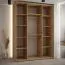 Kleiderschrank mit Spiegeln Mina in Eiche/Weiß, auch für Wohnzimmer geeignet, Anti Staubbürsten, schwarze Metallgriffe, 235,2 x 180 x 60 cm
