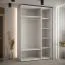 Schiebetürenschrank Mina in Schwarz/Weiß, 235,2 x 150 x 60 cm, Front aus laminierter Platte, Anti Staubbürsten, schwarze Metallgriffe, platzsparend