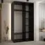 Platzsparender Schiebetürenschrank Mina mit Spiegel in Schwarz/Weiß, viel Stauraum, auch für Wohnzimmer geeignet, Anti Staubbürsten, 235,2 x 140 x 60 cm
