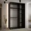 Kleiderschrank Mina 1,5 Meter breit mit Schiebetüren in Schwarz/Weiß, moderne Optik, viel Stauraum, Lamellen in schwarzer Optik, Anti Staubbürsten