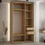 Schiebetürenschrank Mina in Weiß/Eiche, Front aus laminierter Platte, 235,2 x 130 x 60 cm, Anti Staubbürsten, Metallgriffe in schwarz, robust