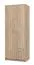 Schmaler Kleiderschrank Kovin 09, Farbe: Eiche Sonoma, zwei Schubladen, fünf Fächer, Maße: 205 x 80 x 52 cm, robust, eine Kleiderstange, ABS-Kanten