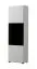 Vitrine mit einer Parsolglastür Idos 03, sechs Fächer, Farbe: Weiß / Weiß Hochglanz / Schwarz, ABS-Kanten, Maße: 190 x 58 x 35 cm, einfaches und modernes Design