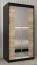 Schiebetürenschrank / Kleiderschrank Jan 01D mit Spiegel, Farbe: Schwarz / Eiche Sonoma - Abmessungen: 200 x 100 x 62 cm ( H x B x T)