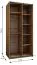 Kleiderschrank / Schiebetürenschrank | 245,5 x 110 x 64 cm | 6 Fächer | Soft-Close | 2 Kleiderstangen | 2 Schiebetüren | Farbe: Schwarz | Spiegel
