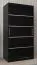 100 cm breiter Schiebetürenschrank mit 2 Türen | 5 Fächer | 2 Kleiderstangen | Farbe: Schwarz Abbildung