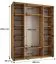Eichenfarbener Schiebetürenschrank Tharo, Anti Staubbürsten, modern, auch für Wohnzimmer geeignet, Schwarzer Metallgriff, robust, 235,2 x 200 x 45 cm