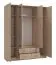 Kleiderschrank mit zwei Schubladen Kovin 01, eine Kleiderstange, zwei Türen, Farbe: Eiche Sonoma, zwei Spiegeltüren, Maße: 205 x 160 x 52 cm, 11 Fächer