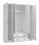 Neutraler Kleiderschrank mit zwei Schubladen Kovin 03, Farbe: Weiß, zwei Spiegeltüren, eine Kleiderstange, Maße: 205 x 160 x 52 cm, für Schlafzimmer