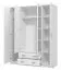 Neutraler Kleiderschrank mit zwei Schubladen Kovin 03, Farbe: Weiß, zwei Spiegeltüren, eine Kleiderstange, Maße: 205 x 160 x 52 cm, für Schlafzimmer