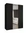 Drehtürenschrank / Kleiderschrank Korab 72, Farbe: Schwarz, eine Spiegeltür, zwei Kleiderstangen, Griffe: Schwarz, 1,5 Meter breit, Soft-Close-Funktion