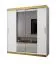 Weißer Schiebetürenschrank Bernina 10, mit Spiegel, Griffe: Gold, Oberfläche: Matt, Maße: 200 x 180 x 62 cm, 10 Fächer, 2 Kleiderstangen