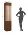 Vitrine Sienne 02 Türanschlag rechtsseitig, inkl. LED-Beleuchtung, Holz gebürstet, Maße: 205 x 43 x 37 cm, in Tabacco geölt, getöntes Glas, Push-to-open