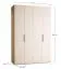 Falttür / Kleiderschrank | Farbe: Beige / Eiche | 3 Schubladen | 1 Hosenhalter | inkl. LED-Beleuchtung mit Bewegungssenor | 160 x 60 x 240 cm