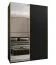 Kleiderschrank / Schiebetürenschrank | 2 Kleiderstangen | 245,5 x 180 x 64 cm | Spiegel | 11 Fächer | Soft-Close | 2 Schiebetüren | Farbe: Schwarz