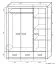 Kleiderschrank | 3 Drehtüren | 3 Schublade | 5 Fächer | mit Kleiderstange | 156 cm breit | Farbe: Eiche Abbildung