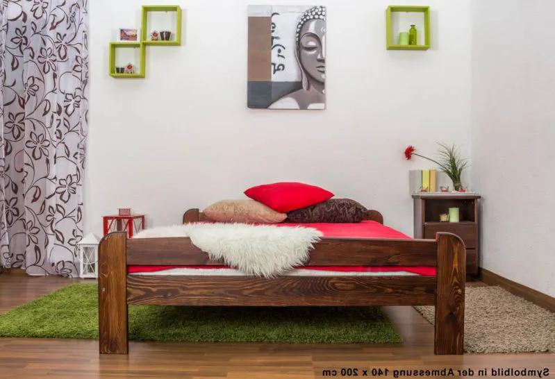 Bett Kiefer massiv 160 x 200 cm Nuss Abbildung