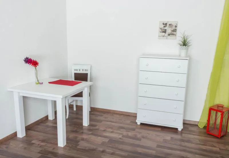 Holztisch Tisch 90x90 cm Kiefer massiv, Farbe: Weiß Abbildung