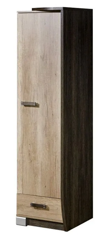 Kleiderschrank | 1 Drehtür | 1 Schublade | 50 cm breit | Farbe: Braun Abbildung
