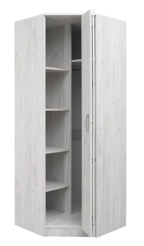 Schlafzimmer - Eckkleiderschrank, Farbe: Eiche Weiß - 222 x 87 x 50 cm (H x B x T) Abbildung