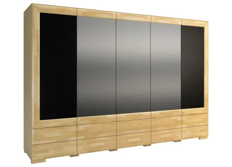 Steiner Shopping Schlafzimmerschrank, Farbe: Eiche / Schwarz 204x303x61 cm Abbildung