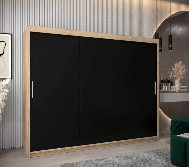 250 cm breiter Kleiderschrank mit 10 Fächern und 3 Türen | Farbe: Sonoma Eiche Abbildung
