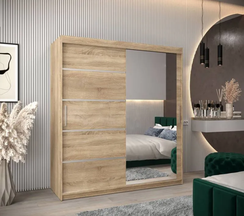 180 cm breiter Kleiderschrank mit 10 Fächern und 2 Türen | Farbe: Sonoma Eiche Abbildung